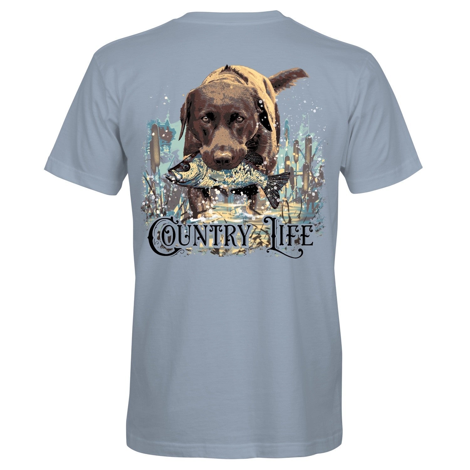 Country Life Outfitters Fishing Dog Unisex Green T-Shirt
