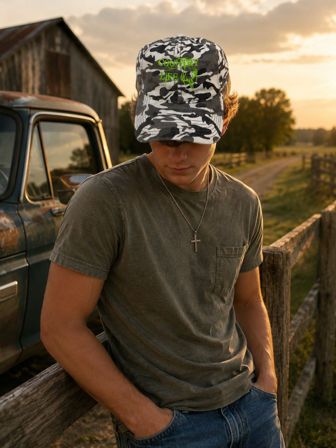 Country Life Green Deer Camo Cap Hat