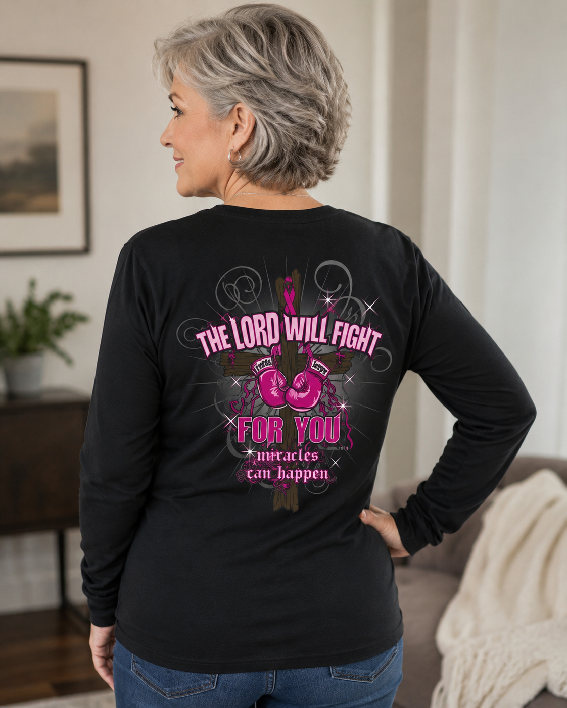 SALE Sweet Thing Fight Pink Ribbon Breast Cancer Girlie Long Sleeve T Shirt