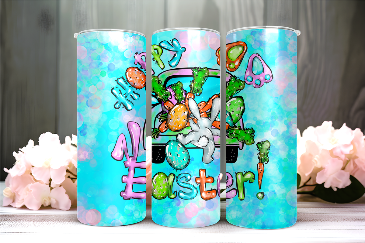 Easter Bunny Hoppy Easter 20 oz Skinny Tumbler Cup With Straw