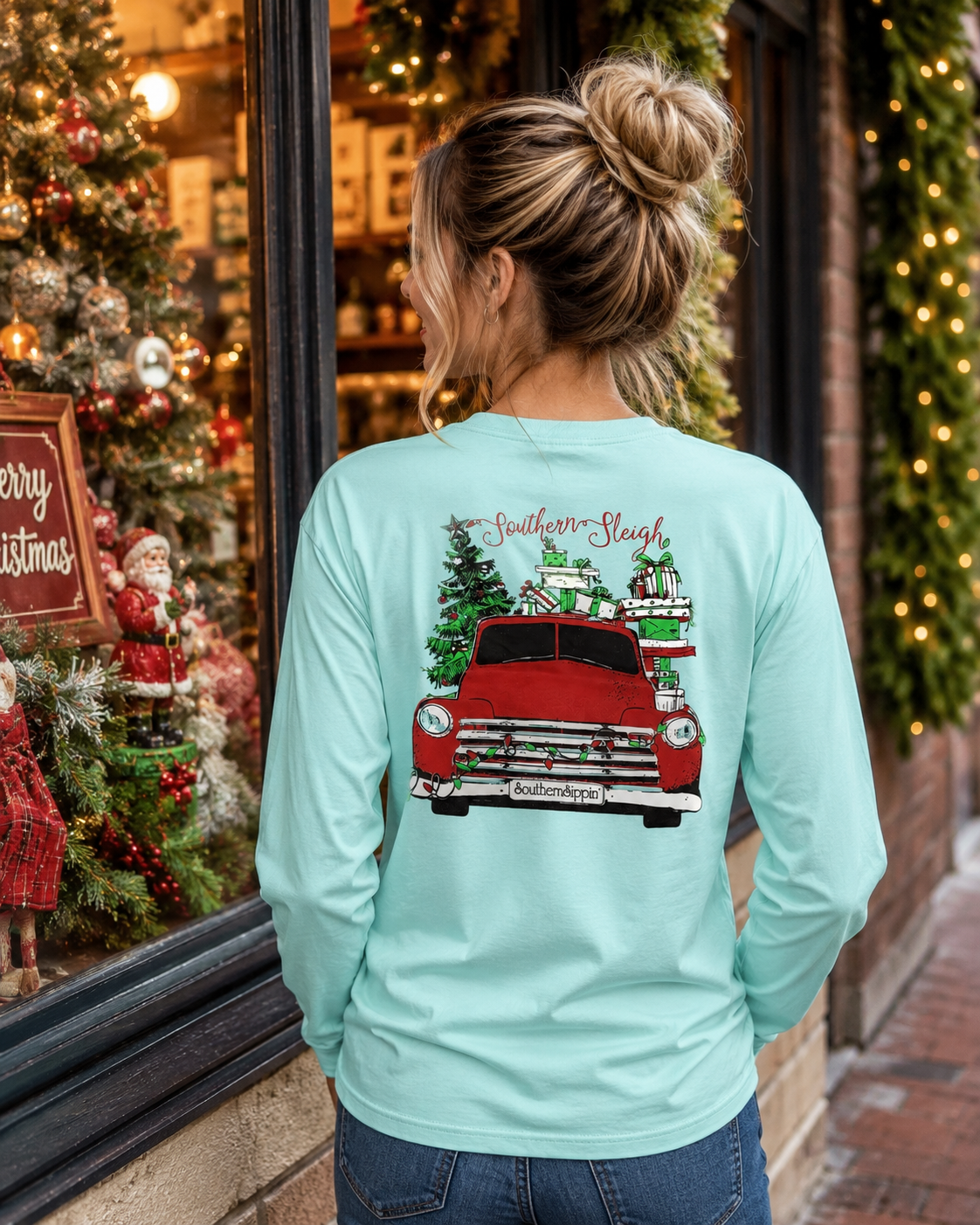 SALE Southern Sippin Southern Sleigh Pigment Dyed Unisex Pocket Long Sleeve T-Shirt