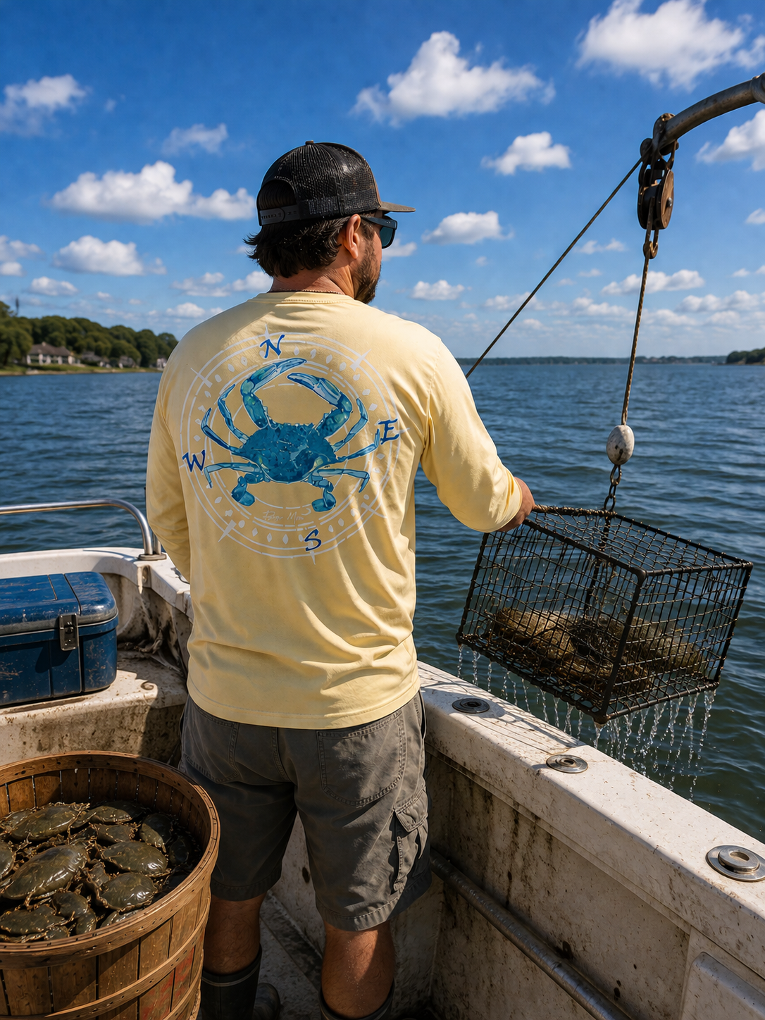Southern Attitude Tortuga Moon Crab Unisex Sport Tech Rashguard Yellow T-Shirt