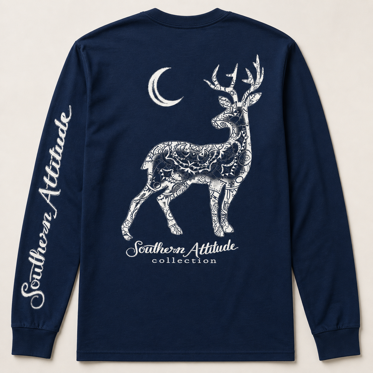 Southern Attitude Preppy Mandala Deer Moon Long Sleeve T-Shirt
