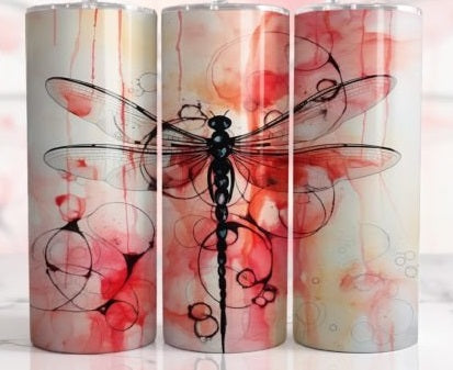 Dragonfly watercolor 20 oz Skinny Tumbler Cup With Straw