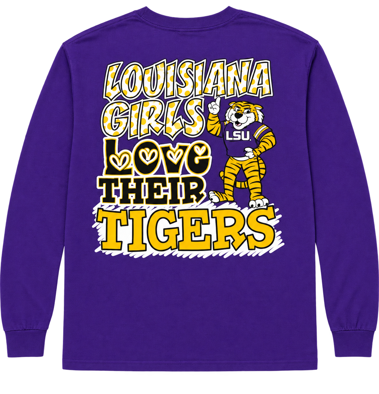 Girlie Girl Louisiana Girls Love Tigers Long Sleeve T-Shirt