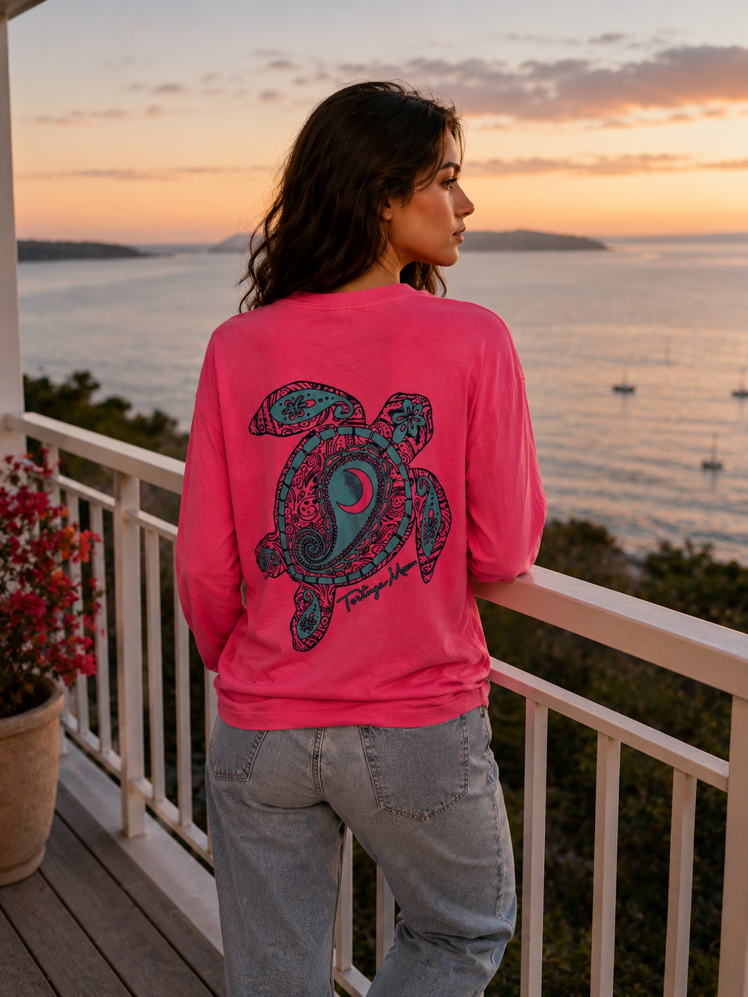 Southern Attitude Tortuga Moon New Moon Comfort Colors Long Sleeve T-Shirt