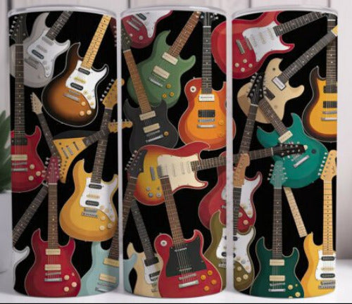 Electric Guitars 20 oz Skinny Tumbler Cup With Straw