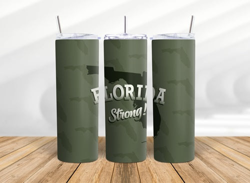 Florida Strong 20 oz Skinny Tumbler Cup With Straw