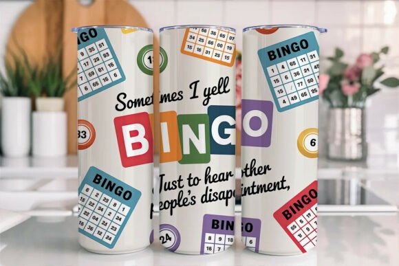 Sometimes I Yell Bingo 20 oz Skinny Tumbler Cup With Straw