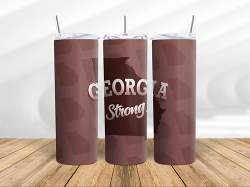 Georgia Strong 20 oz Skinny Tumbler Cup With Straw