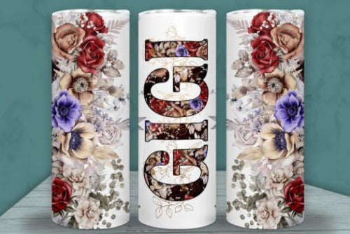 GiGi Flowers 20 oz Skinny Tumbler Cup With Straw