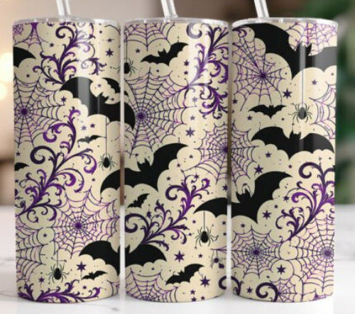 Halloween Bats 20 oz Skinny Tumbler Cup With Straw