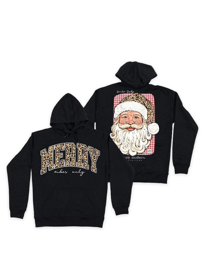 Simply Southern Merry Vibes Santa Holiday Long Sleeve Hoodie