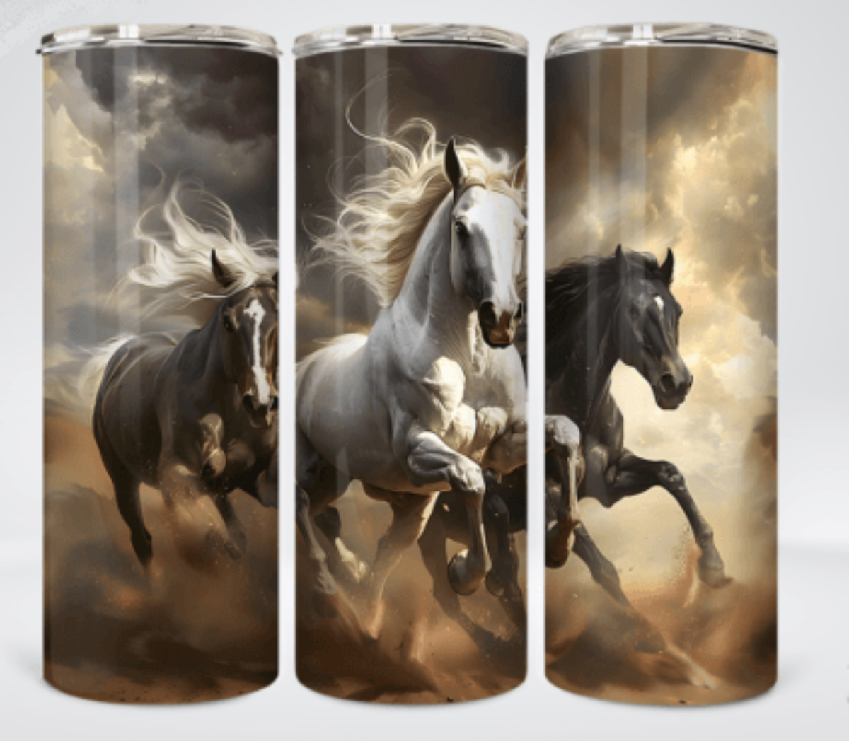 Horse trio 20 oz Skinny Tumbler Cup With Straw