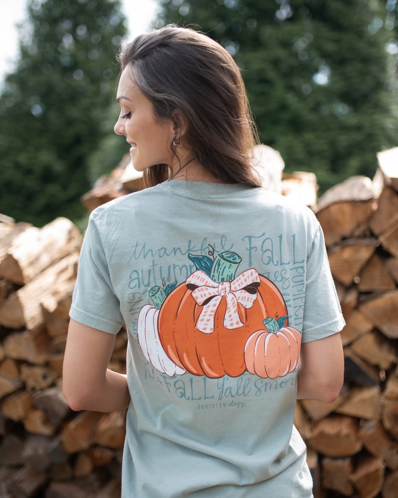 Southernology Happy Fall Pumpkin Bow Comfort Colors T-Shirt