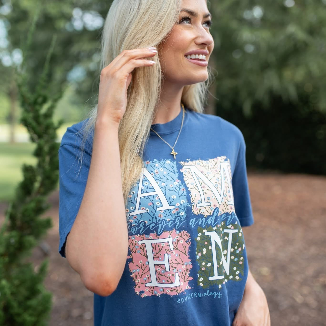 Southernology Amen Patchwork Comfort Colors T-Shirt