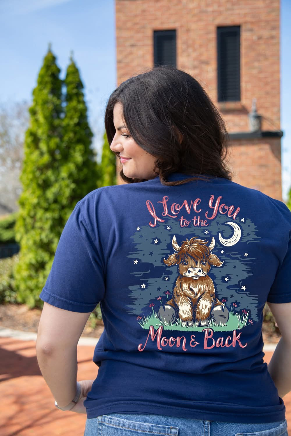 Southernology Love You Moon &amp; Back Cow Comfort Colors T-Shirt