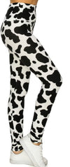 Black &amp; White Cow Print Soft Lounge Yoga Leggings Pants