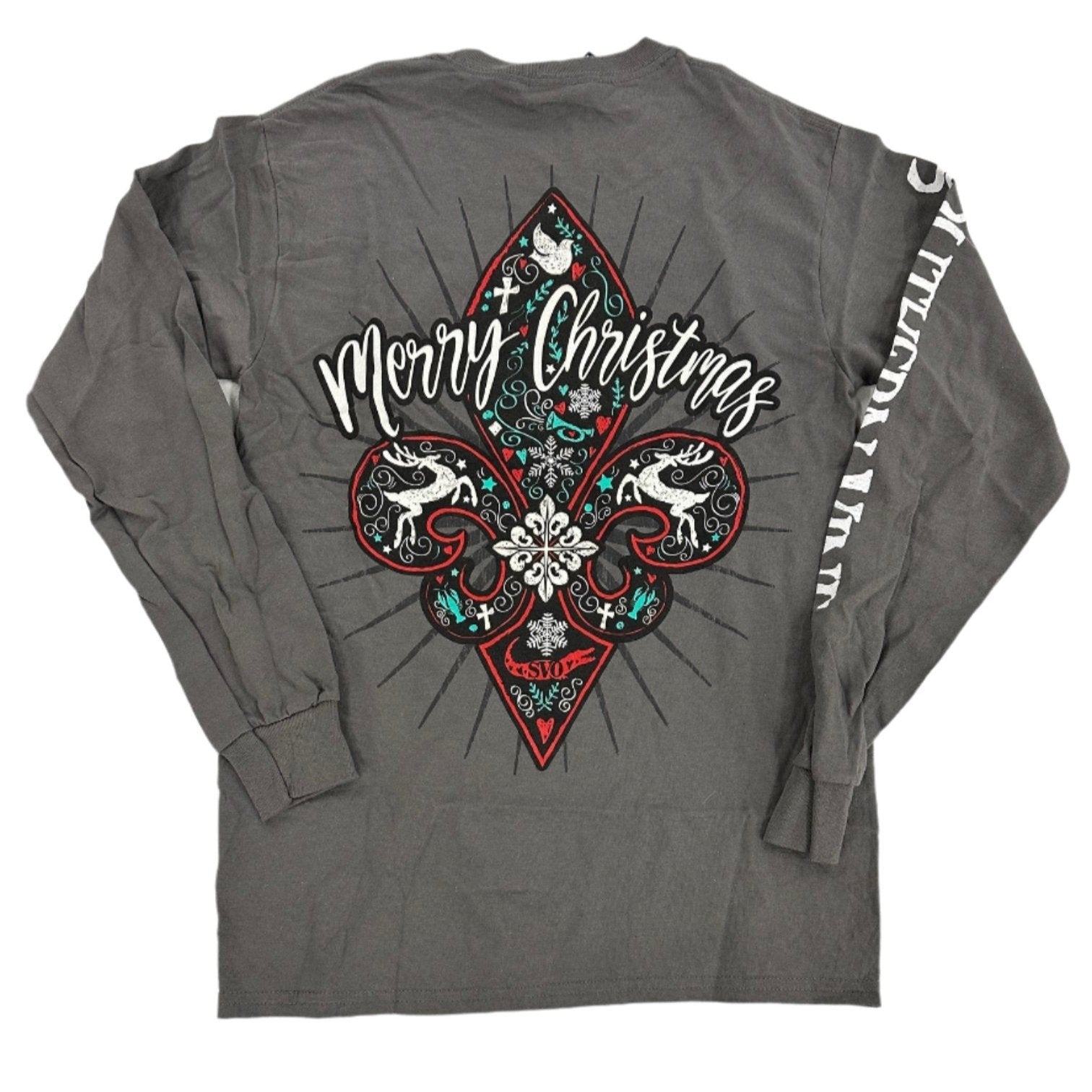 Southern Vine Fleur De Lis Christmas Holiday Long Sleeve T-Shirt