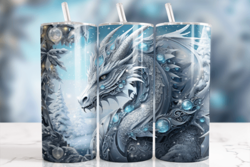 Ice Dragon 20 oz Skinny Tumbler Cup With Straw