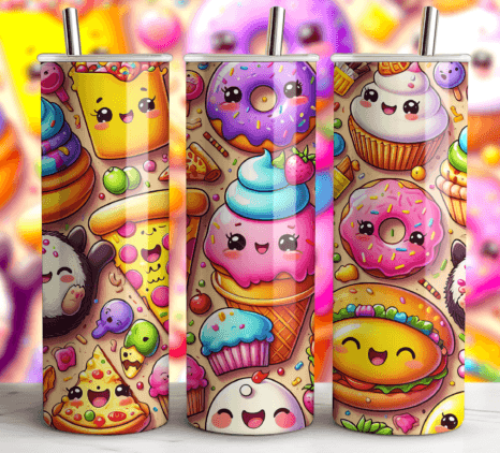 Kawaii Cute Food 20 oz Skinny Tumbler Cup With Straw