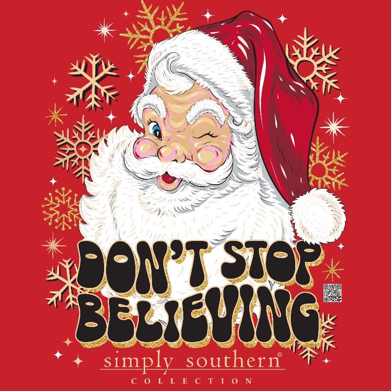 Simply Southern Believe Santa Christmas Long Sleeve T-Shirt