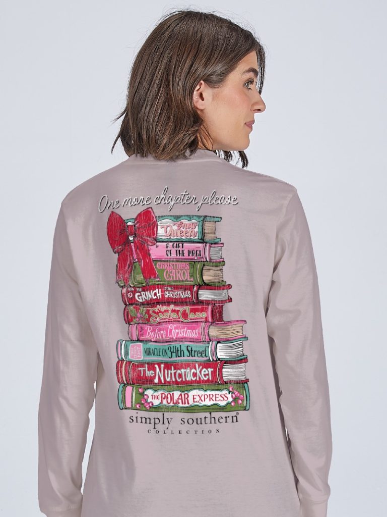 Simply Southern Christmas Books Holiday Long Sleeve T-Shirt, image size:768x1024
