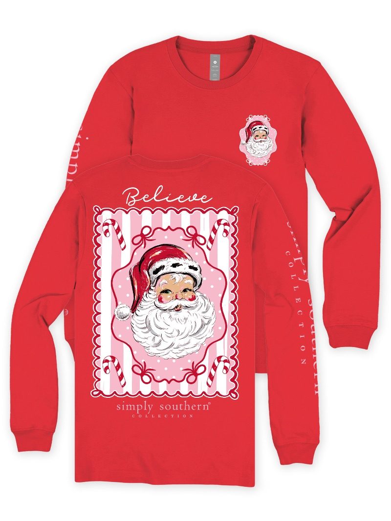 Simply Southern Believe Santa Frame Holiday Long Sleeve T-Shirt