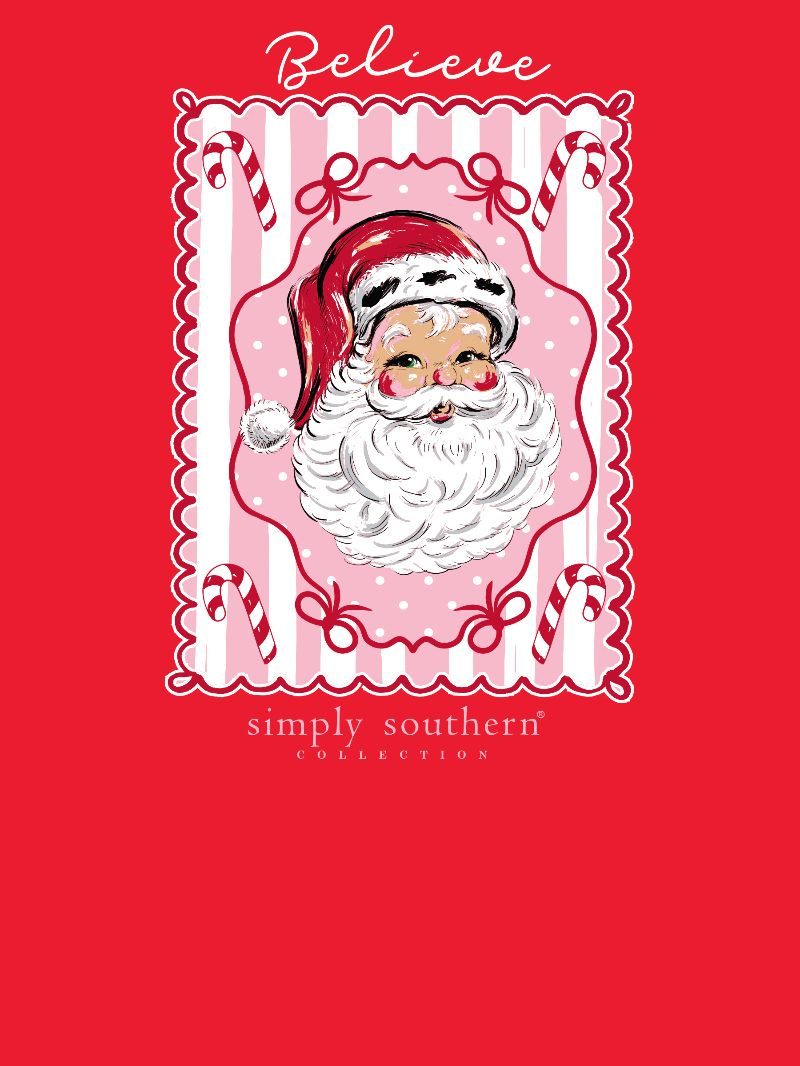 Simply Southern Believe Santa Frame Holiday Long Sleeve T-Shirt