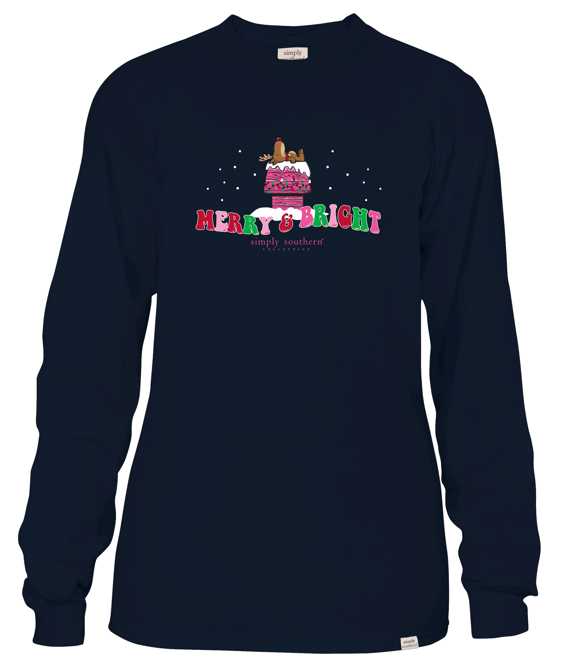 Simply Southern Merry &amp; Bright Deer Holiday Long Sleeve T-Shirt