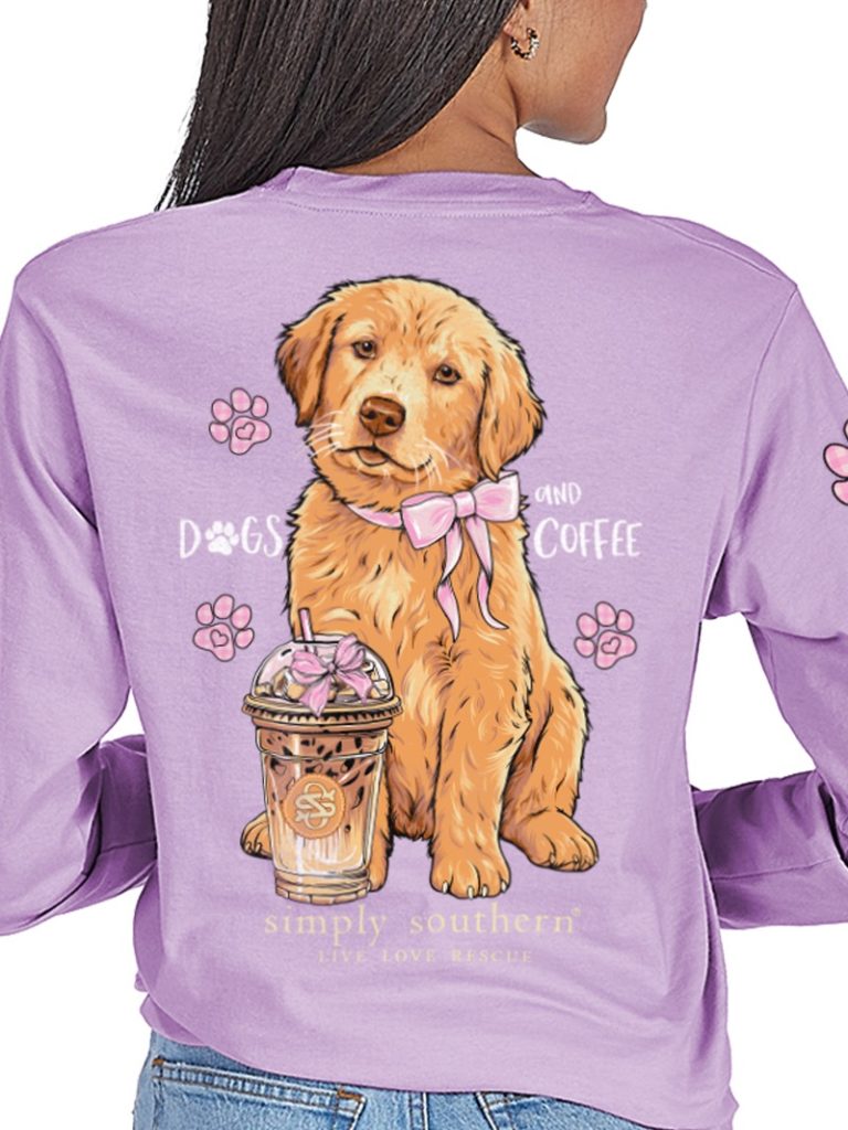 Simply Southern Dods And Coffee Wisteria Long Sleeve T-Shirt