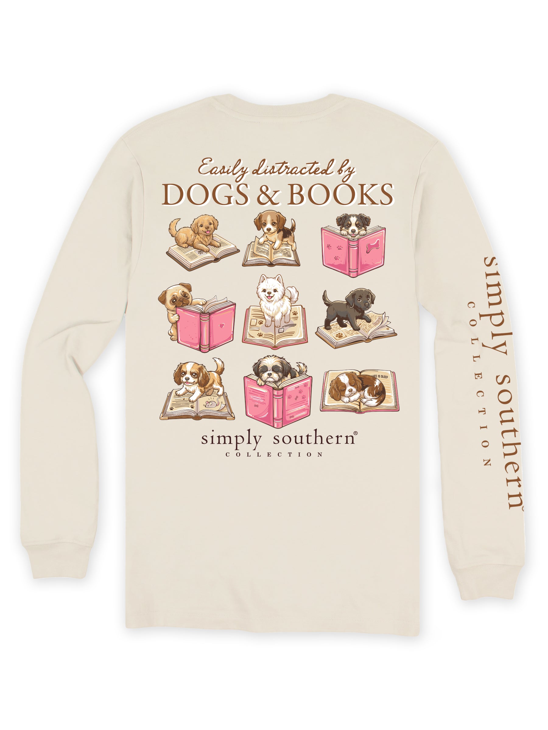 Simply Southern Dogs &amp; Books Linen Long Sleeve T-Shirt