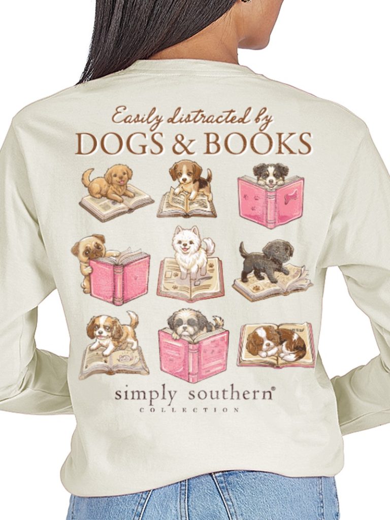 Simply Southern Dogs & Books Linen Long Sleeve T-Shirt