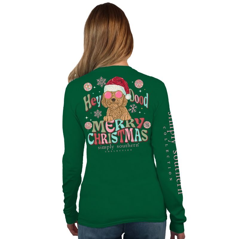 Simply Southern Hey Dood Dog Holiday Long Sleeve T-Shirt