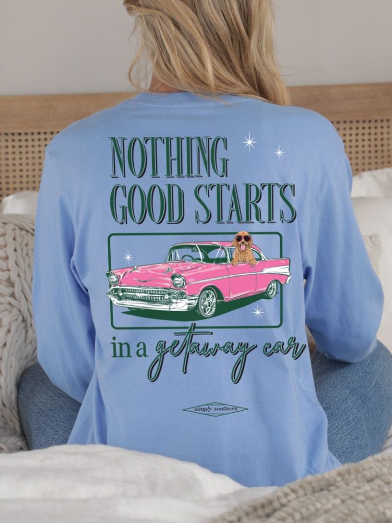 Simply Southern Nothing Good Doodle Car Long Sleeve T-Shirt