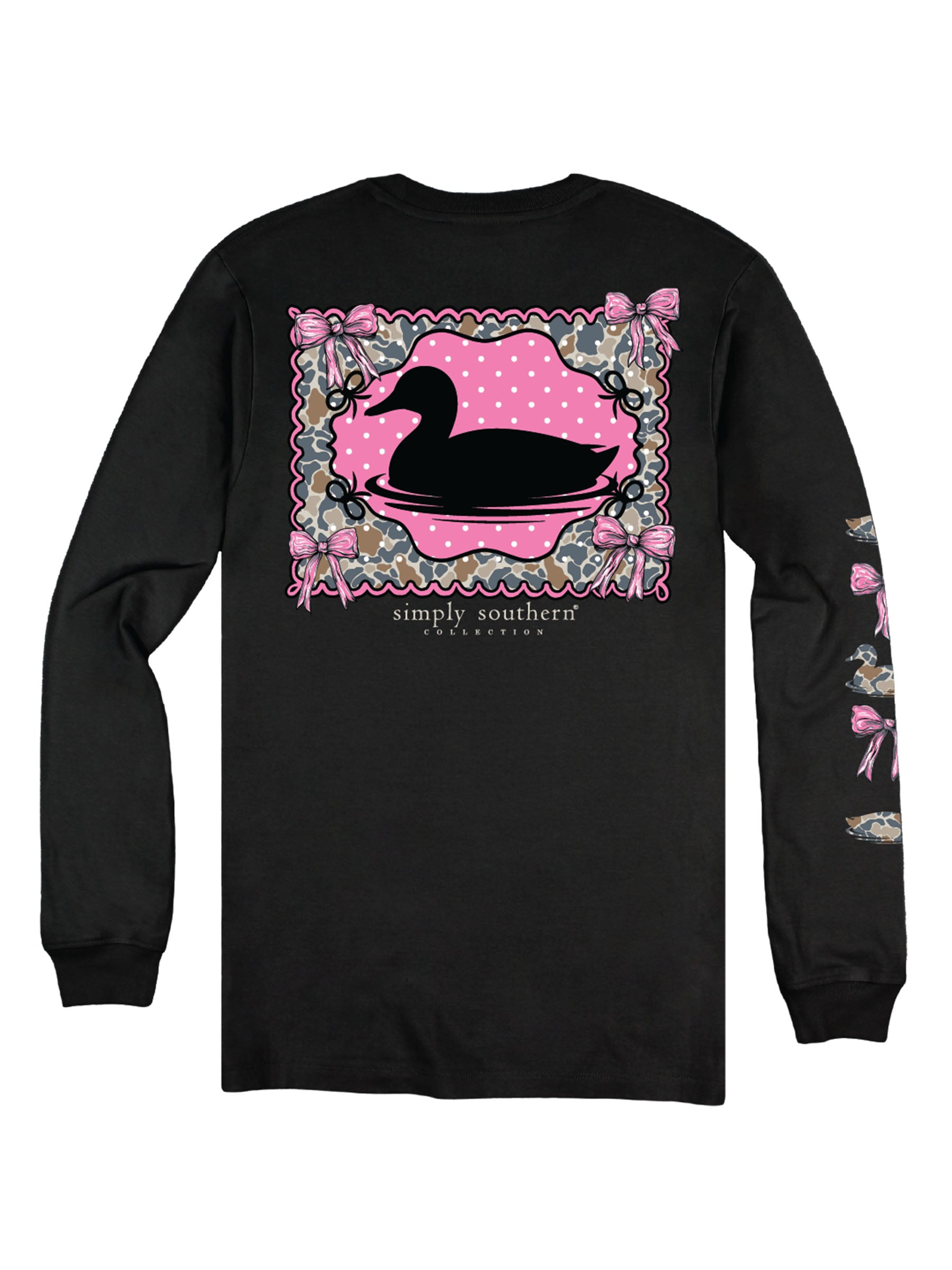 Simply Southern Camo Pink Bows Duck Long Sleeve T-Shirt