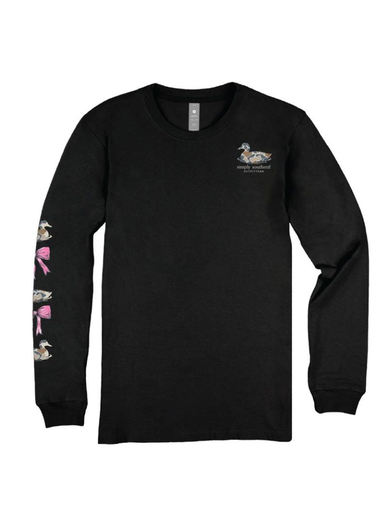 Simply Southern Camo Pink Bows Duck Long Sleeve T-Shirt
