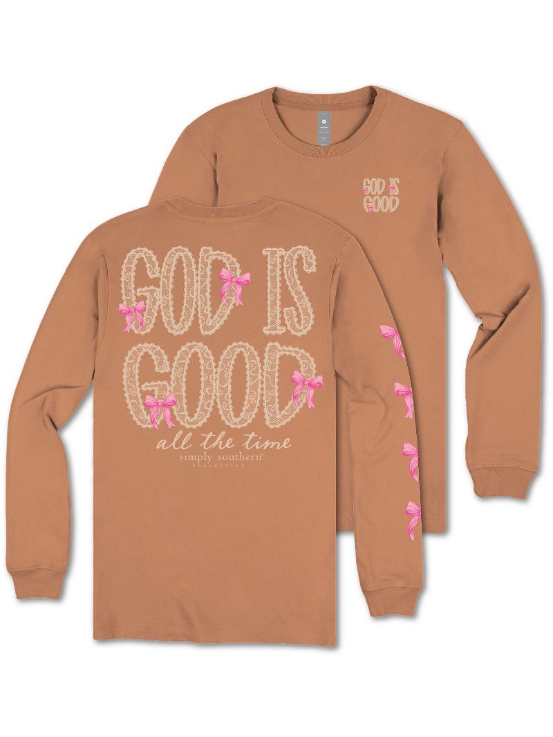 Simply Southern God Is Good Bow Long Sleeve T-Shirt