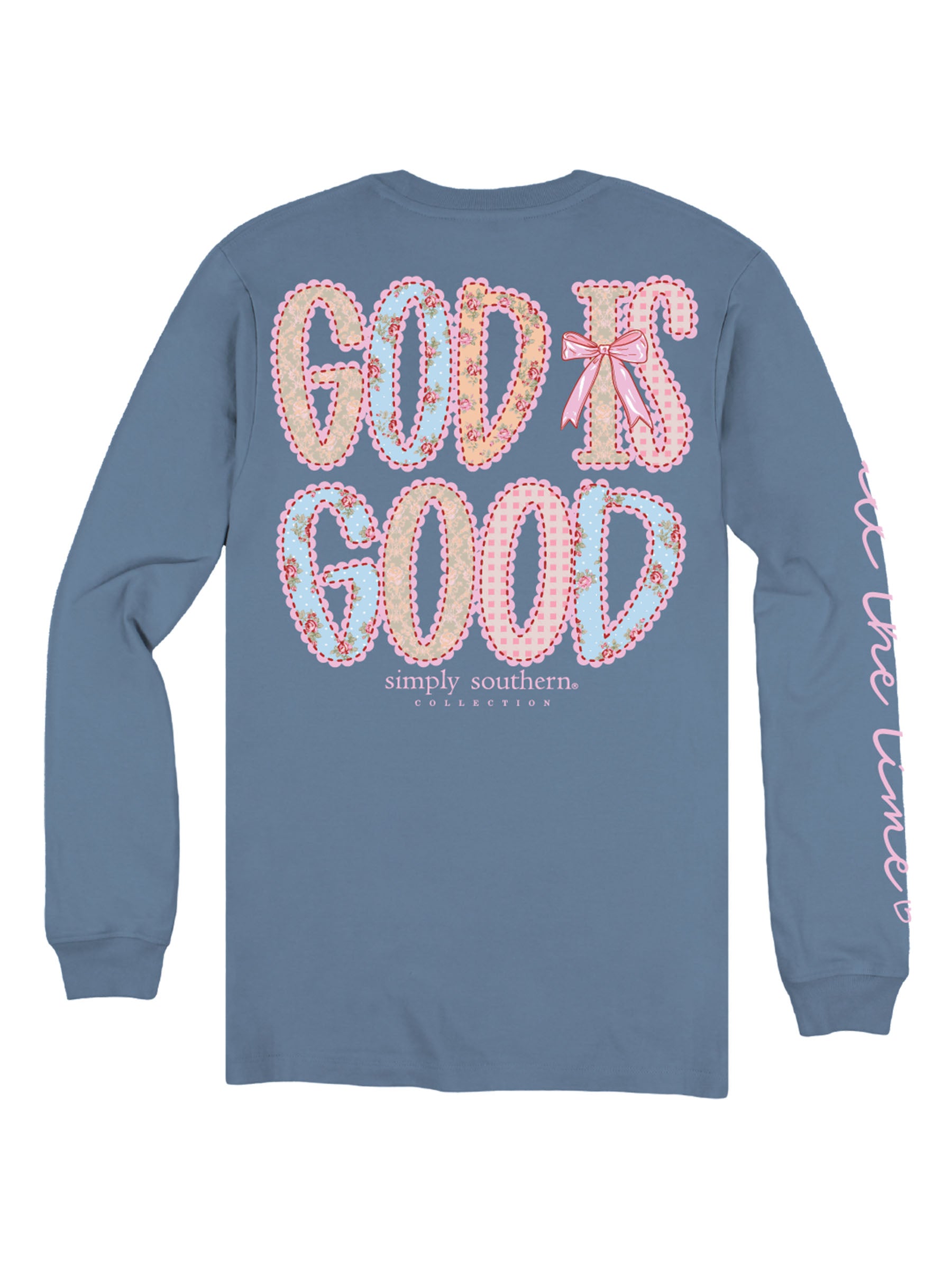 Simply Southern God Is Good Stitched Patterns Long Sleeve T-Shirt