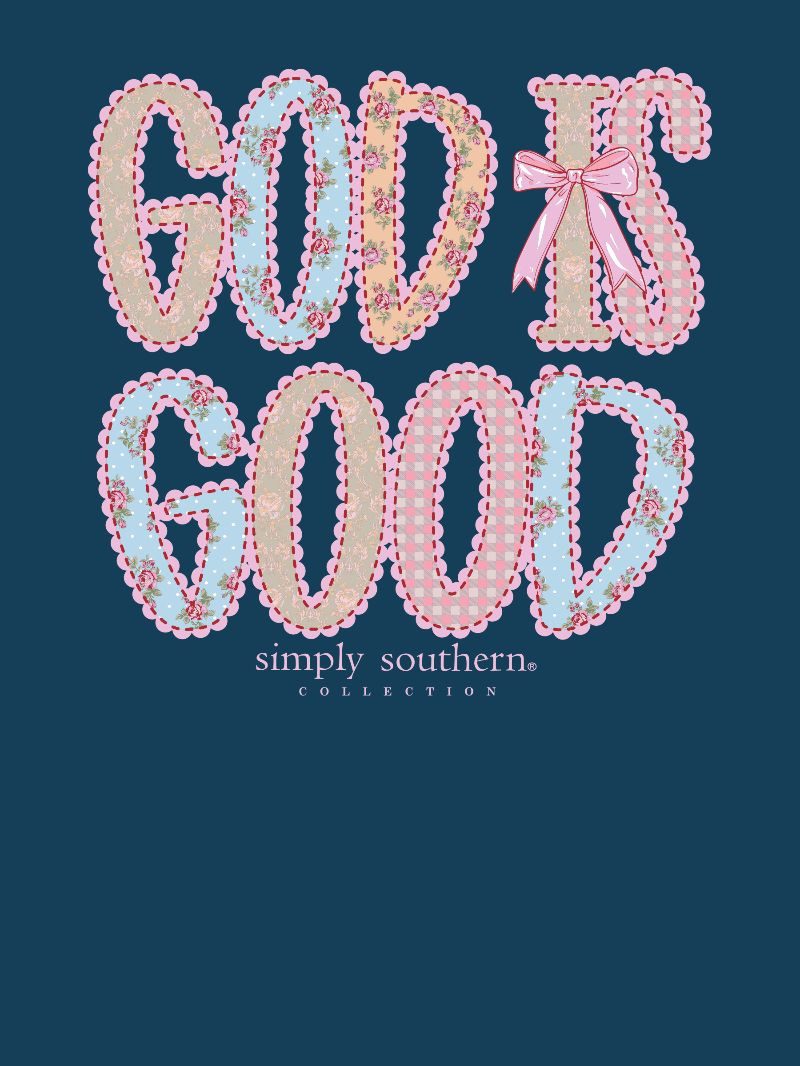 Simply Southern God Is Good Stitched Patterns Long Sleeve T-Shirt