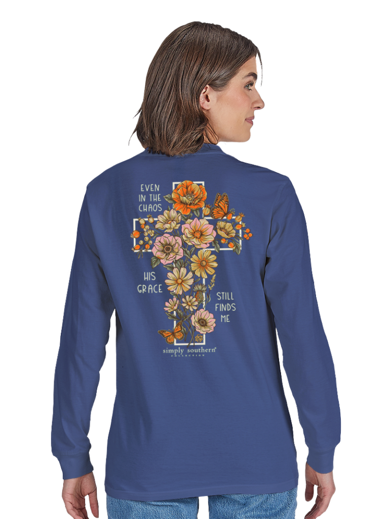 Simply Southern His Grace Flower Cross Long Sleeve T-Shirt