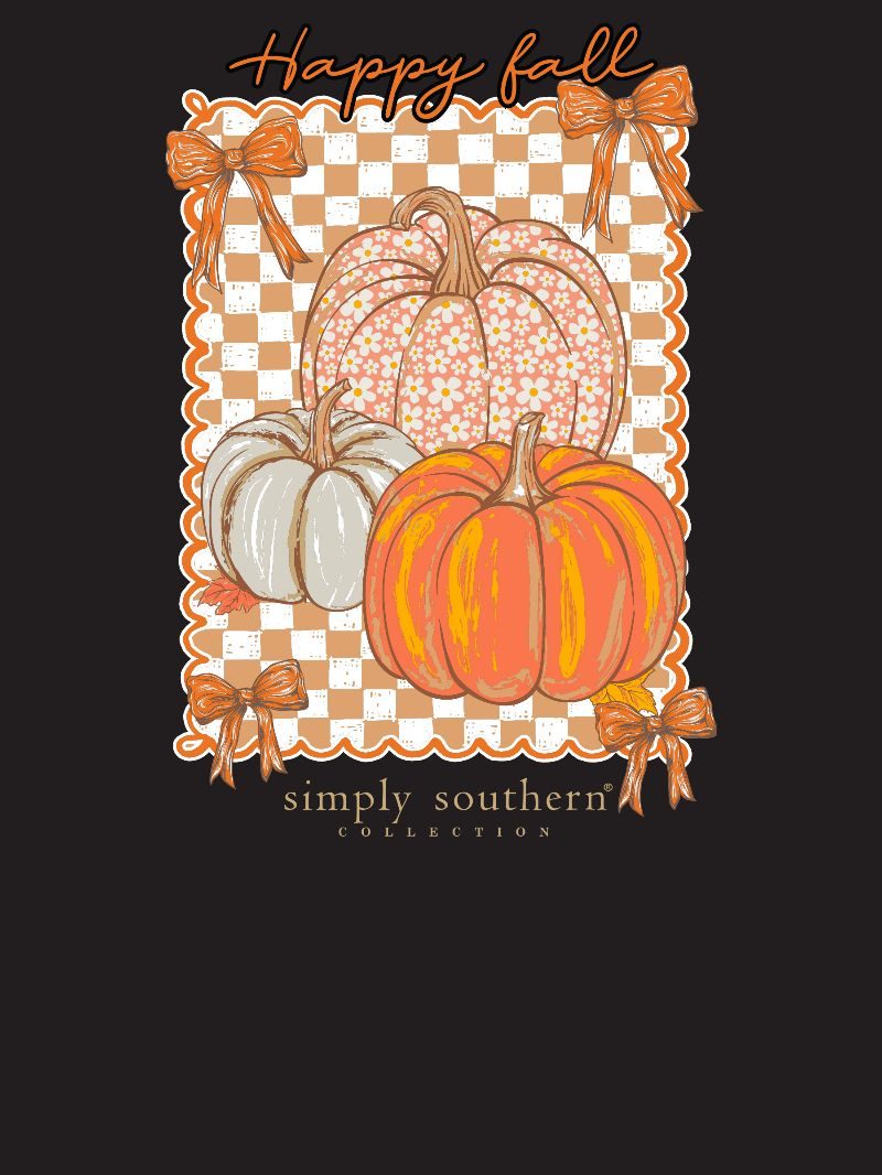Simply Southern Happy Fall Checkered Pumpkins Long Sleeve T-Shirt