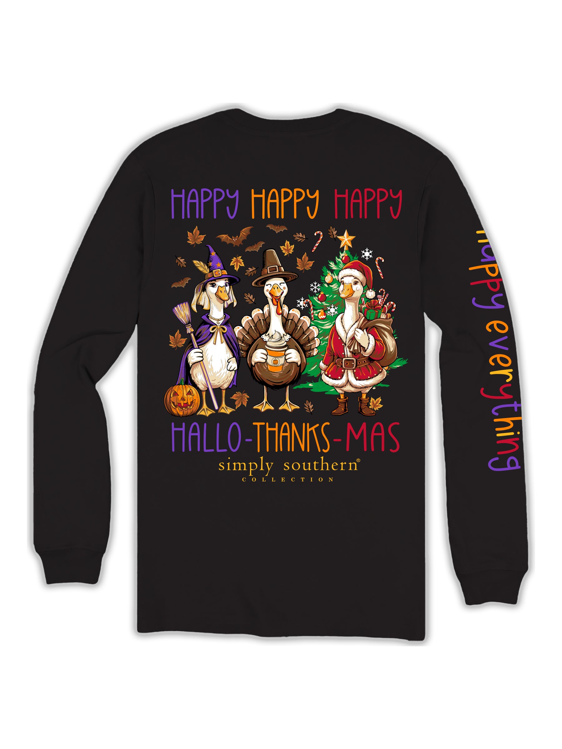 Simply Southern Happy Everything Goose Fall Holiday Long Sleeve T-Shirt