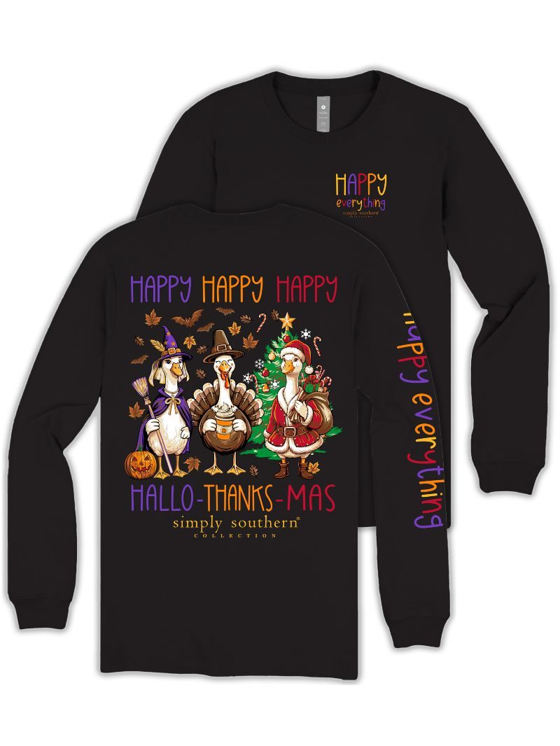 Simply Southern Happy Everything Goose Fall Holiday Long Sleeve T-Shirt