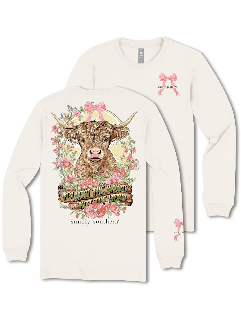 Simply Southern Herd Cow Bow Long Sleeve T-Shirt
