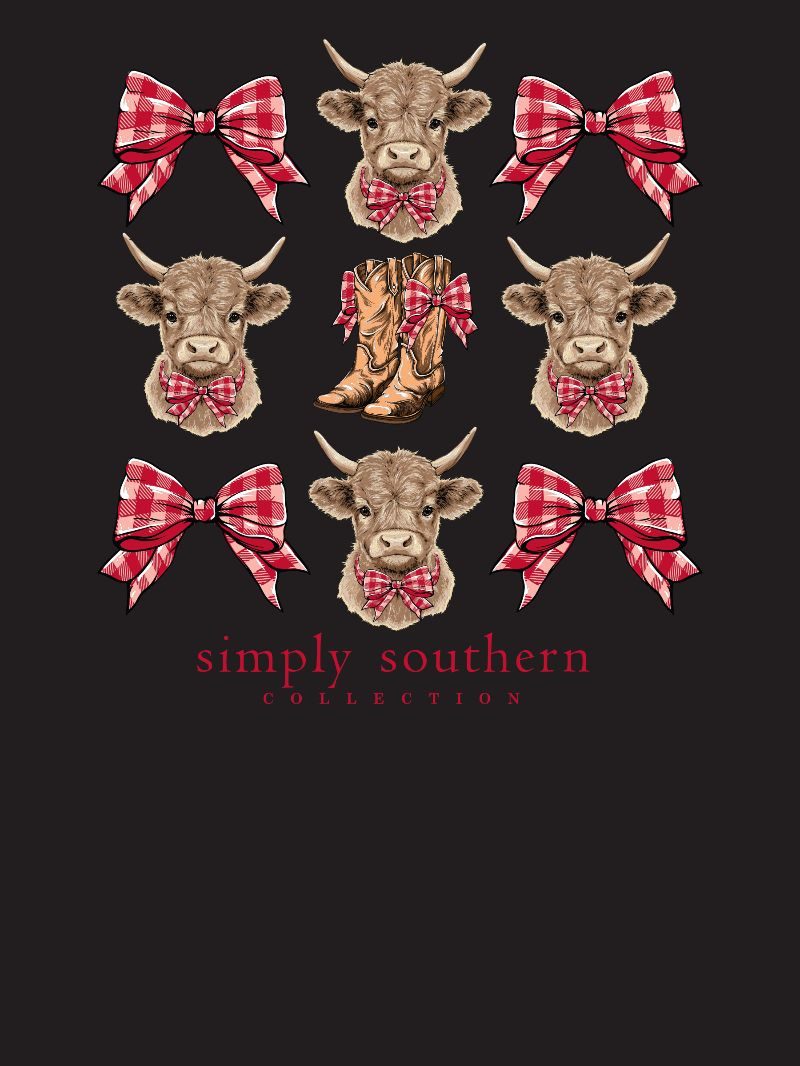Simply Southern Bows Boots Highland Cow Long Sleeve T-Shirt