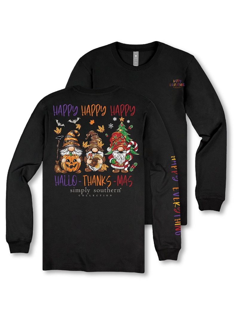 Simply Southern Happy Everything Gnomes Fall Holiday Long Sleeve T-Shirt