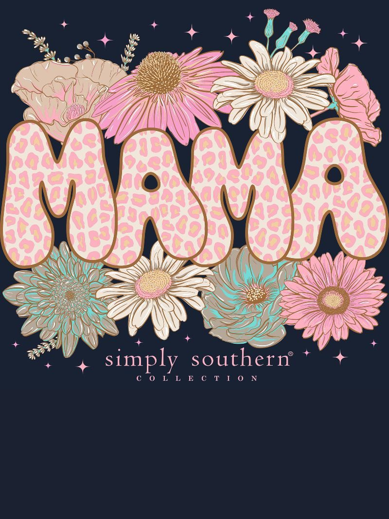 Simply Southern Leopard Mama Flowers Long Sleeve T-Shirt
