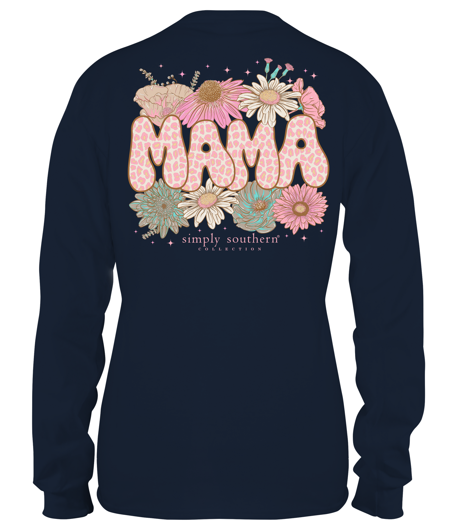 Simply Southern Leopard Mama Flowers Long Sleeve T-Shirt