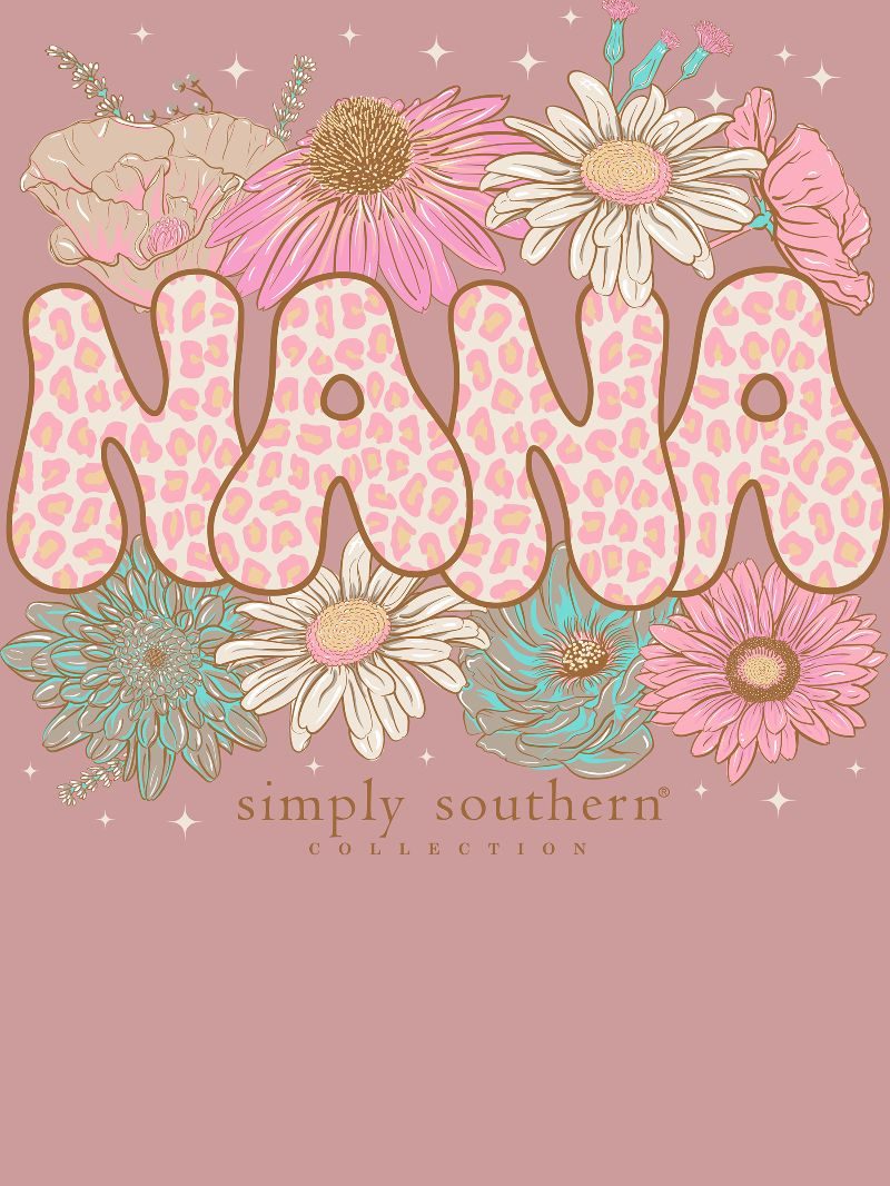 Simply Southern Leopard Nana Flowers Long Sleeve T-Shirt